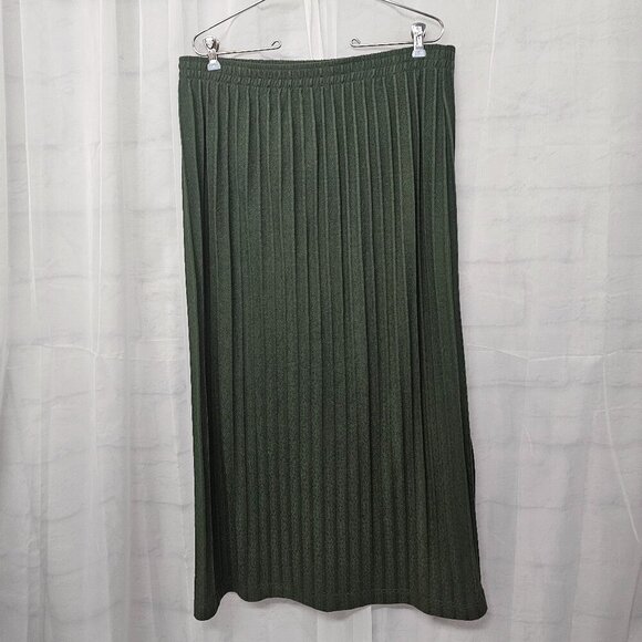 Simply Great By Weekenders Olive Green Pleated Maxi Skirt Boho Minimalist 34" - Picture 3 of 9